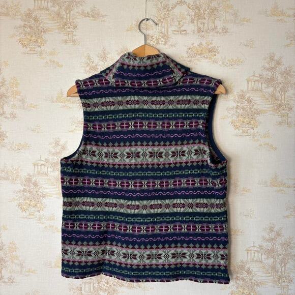 Vintage 90s Chaps Fair Isle Sweater Vest Womens Petite XL Fits M Cabincore - Picture 3 of 6